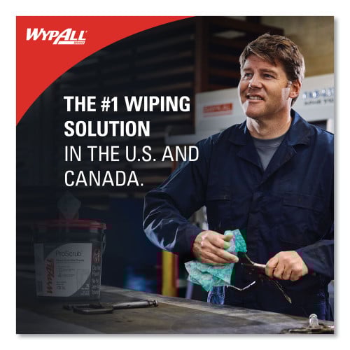 WypAll Power Clean ProScrub Pre-Saturated Wipes, 9.5 x 12, Citrus Scent, Green, 75/Bucket, 6 Buckets/Carton (91371CT)