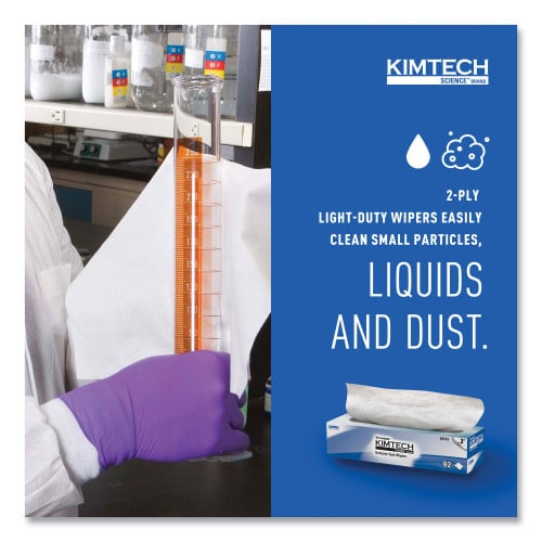 Kimtech Kimwipes Delicate Task Wipers, 2-Ply, 14.7 x 16.6, Unscented, White, 92/Box, 15 Boxes/Carton (34721)