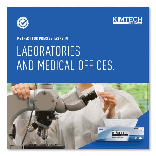 Kimtech Kimwipes Delicate Task Wipers, 2-Ply, 14.7 x 16.6, Unscented, White, 92/Box, 15 Boxes/Carton (34721)