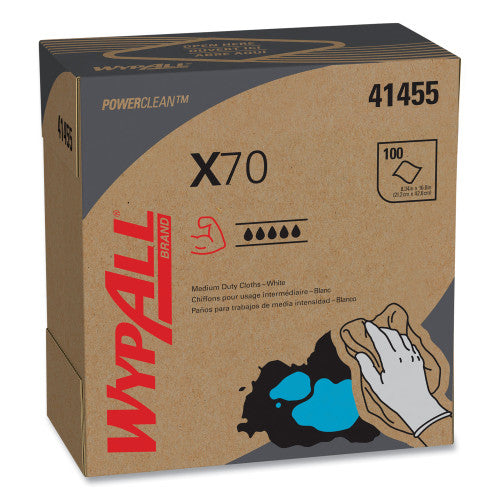 WypAll X70 Cloths, POP-UP Box, 9.13 x 16.8, White, 100/Box, 10 Boxes/Carton (41455)