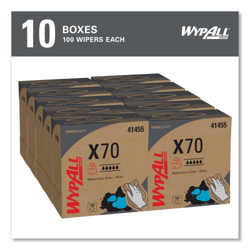WypAll X70 Cloths, POP-UP Box, 9.13 x 16.8, White, 100/Box, 10 Boxes/Carton (41455)