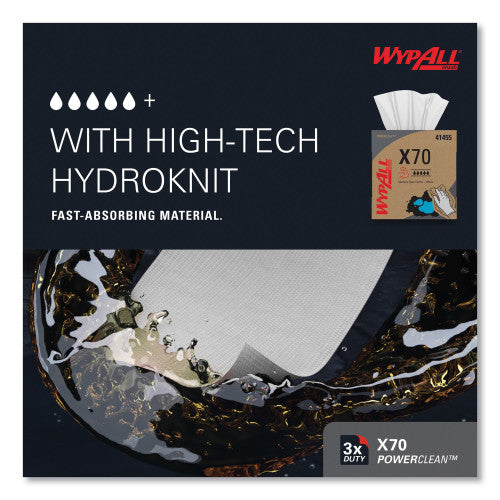 WypAll X70 Cloths, POP-UP Box, 9.13 x 16.8, White, 100/Box, 10 Boxes/Carton (41455)