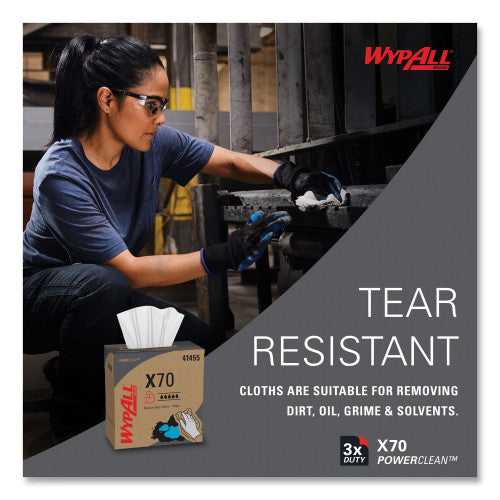 WypAll X70 Cloths, POP-UP Box, 9.13 x 16.8, White, 100/Box, 10 Boxes/Carton (41455)