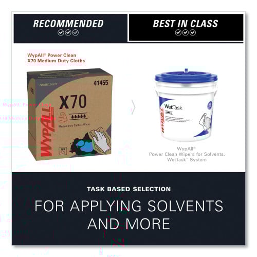 WypAll X70 Cloths, POP-UP Box, 9.13 x 16.8, White, 100/Box, 10 Boxes/Carton (41455)