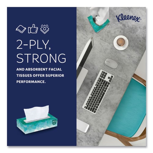 Kleenex White Facial Tissue for Business, 2-Ply, White, Pop-Up Box, 100 Sheets/Box, 36 Boxes/Carton (21400)