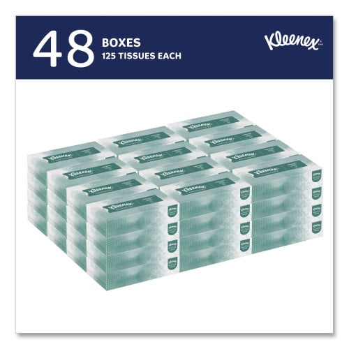 Kleenex Naturals Facial Tissue for Business, Flat Box, 2-Ply, White, 125 Sheets/Box, 48 Boxes/Carton (21601)