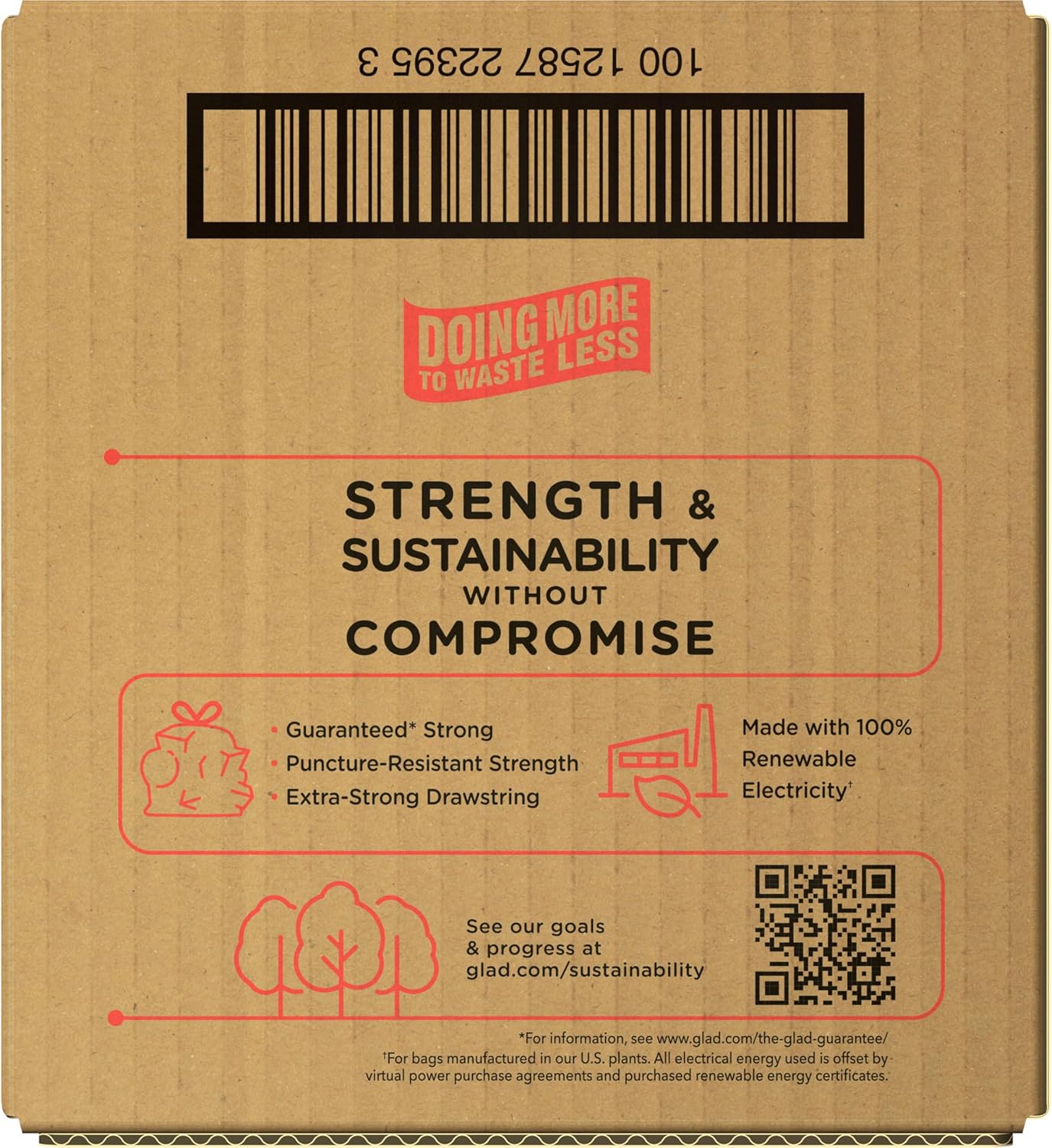 Glad Protection Series Large 30 Gallon Trash Bags, Unscented Heavy Duty Garbage Bags, with Drawstring, 70 Count (Packaging May Vary)