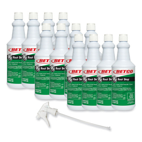 Betco Rest Stop Non-Acid Bowl and Restroom Cleaner, Floral Fresh Scent, 32 oz Bottle, 12/Carton (0701200)