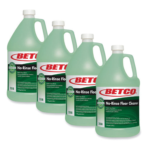 Betco BioActive Solutions No-Rinse Floor Cleaner, Rain Fresh Scent, 1 gal Bottle, 4/Carton (2580400)