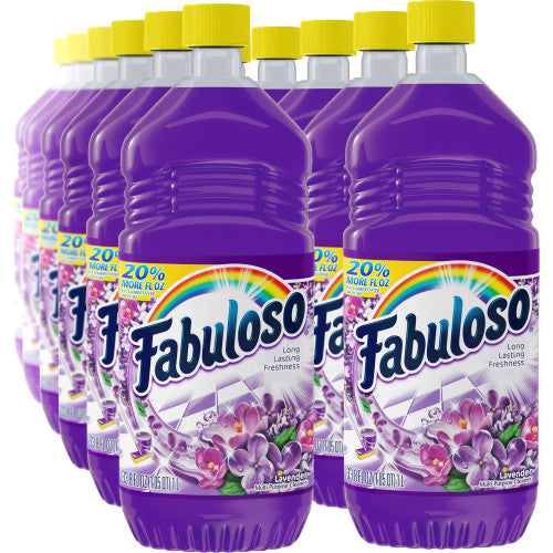 Fabuloso® All-Purpose Cleaner, Lavender Scent, 33.8 oz., 12 Bottles 33.8 fl oz (1.1 quart) - Lavender Scent - Rinse-free, Residue-free, Long Lasting - Lavender - 12 / Carton (153096CT)