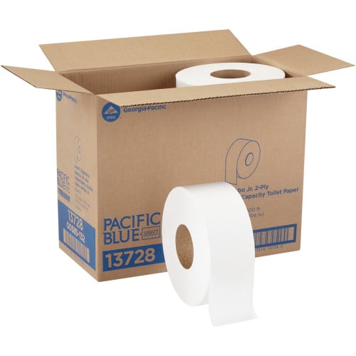 Pacific Blue® Jumbo Jr. Toilet Paper Rolls, 1-Ply, 2000-ft., 8 Rolls (13718)