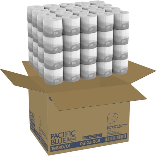 Georgia Pacific Professional Pacific Blue Basic Bathroom Tissue, Septic Safe, 2-Ply, White, 550 Sheets/Roll, 80 Rolls/Carton (1988001)