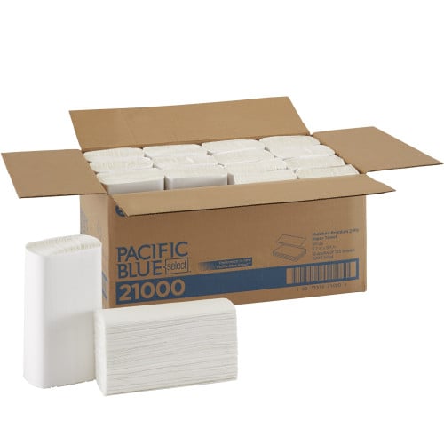 Pacific Blue® Select Multifold Paper Towels, 2-Ply, White, 2000 Towels (21000)