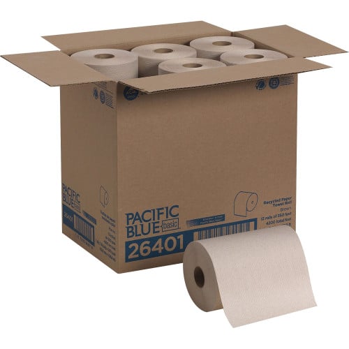 Pacific Blue® Hardwound Paper Towels, Brown, 350-ft., 12 Rolls (26401)
