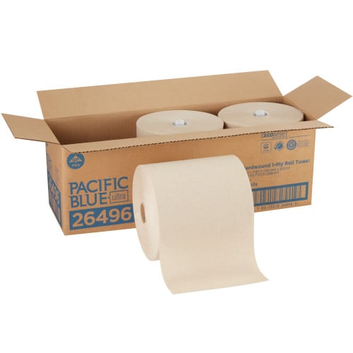 Pacific Blue® Ultra Hardwound Paper Towels, Brown, 1,150-ft, 3 Rolls (26496)