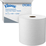 Kleenex Hard Roll Paper Towels with Premium Absorbency Pockets, 1-Ply, 8" x 425 ft, 1.5" Core, White, 12 Rolls/Carton (01080)