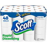 Scott® Rapid-Dissolving Toilet Paper, 1-Ply, 231 Sheets, 48 Rolls (47617)