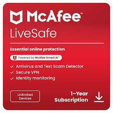 McAfee LiveSafe 2025 Unlimited Devices, Antivirus Internet, 1 Year, Sealed Box!