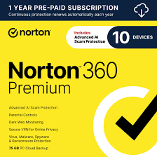 Norton 360 Premium Security for 10 Devices VPN Cloud Backup AI Scam Protection