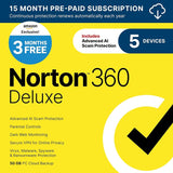 Norton 360 Deluxe 5 Device Security VPN Cloud Backup AI Scam Protection