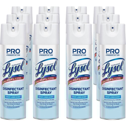 Lysol® Pro Disinfectant Spray, Linen Scent, 19 oz., 12 Cans (74828CT)