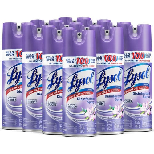 Lysol® Disinfectant Spray, Early Morning Breeze, 12 Cans (80833)