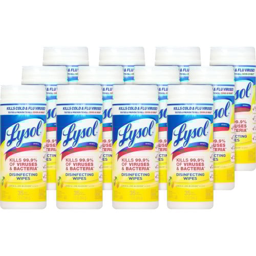 Lysol® Disinfecting Wipes, Lemon & Lime, 12 Canisters (81145CT)