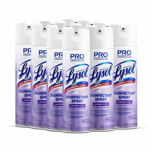 Lysol® Pro Disinfectant Spray, Lavender, 19 oz., 12 Cans (89097CT)