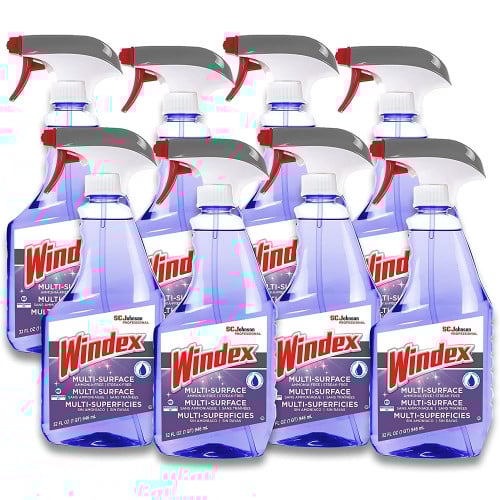 Windex Non-Ammoniated Glass/Multi Surface Cleaner, Fresh Scent, 32 oz Bottle, 8/Carton (322381)