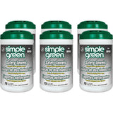 simple green Safety Towels, 1-Ply, 10 x 11.75, White, Unscented, 75/Canister, 6 Canisters/Carton (13351CT)