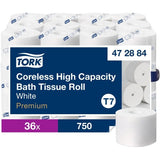 Tork® Coreless High Capacity Toilet Paper, 2-Ply, 750 Sheets, 36 Rolls (472884)