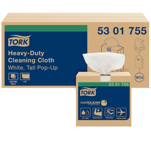 Tork® Heavy-Duty Cleaning Towel, White, 80 Towels, 5 Boxes (5301755)