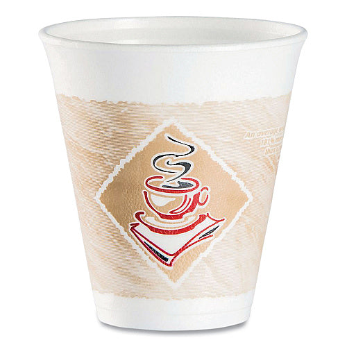 Dart Cafe G Foam Hot/Cold Cups, 12 oz, Brown/Red/White, 1,000/Carton (12X16G)