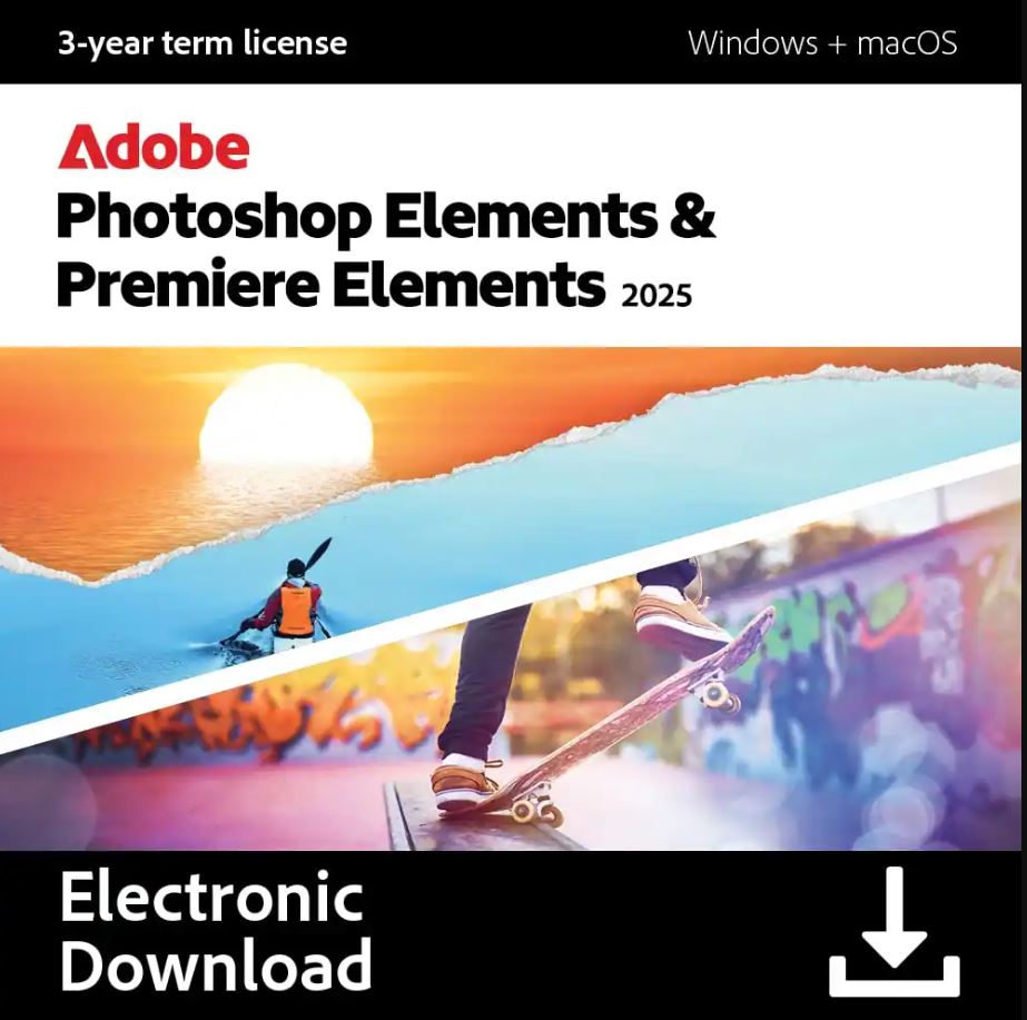 Adobe Photoshop Elements & Premiere Elements 2025 Windows + macOS  Adobe Photoshop Elements & Premiere Elements 2025 (3-Years) Windows + macOS