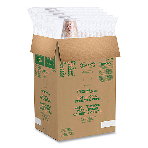 Dart Cafe G Foam Hot/Cold Cups, 12 oz, Brown/Red/White, 1,000/Carton (12X16G)