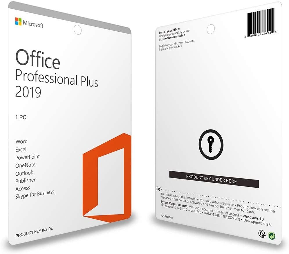 Microsoft Office Professional Plus 2019 Software (Digital Key)